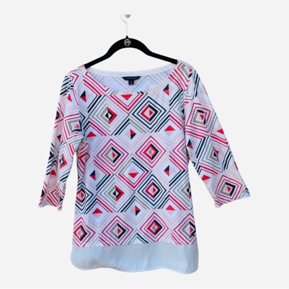 Tommy Hilfiger Geometric Print.3/4 Sleeve Tunic Top Size Med - Picture 7 of 8